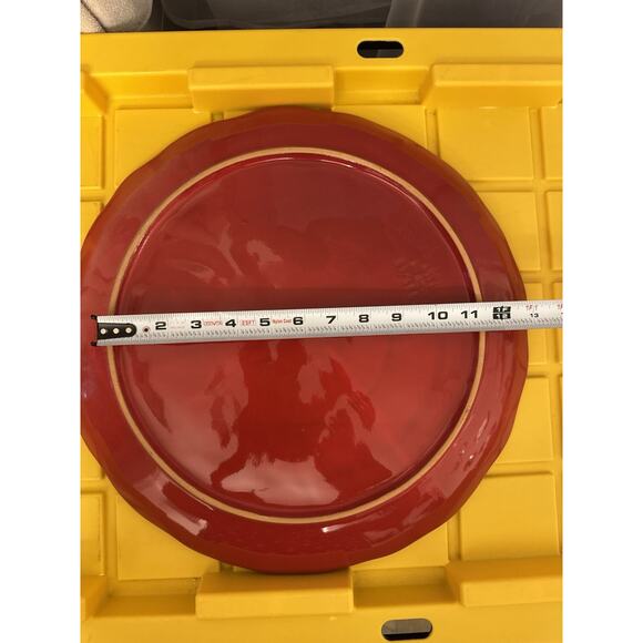 Red Ceramic Leaf Detail Plate Decorative Serving Homeware Made in Italy - Picture 5 of 9